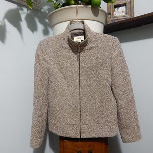 Talbots Gray Herringbone Zip Blazer 2